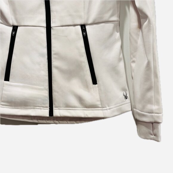 SPYDER Active White Hooded Lined Zip Jacket Water Resistant Reflective Wm S NEW - Picture 3 of 11